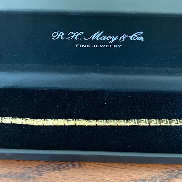 10K Yellow Gold Greek Key Chain Bracelet - Picture 1 of 4